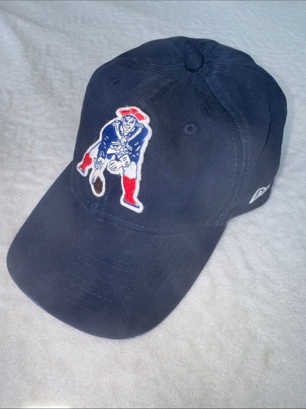 New Era Navy Patriots Tom Plunkett Logo Cap with Red Accents